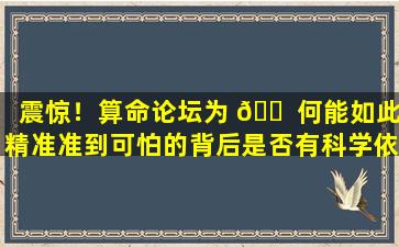 震惊！算命论坛为 🐠 何能如此精准准到可怕的背后是否有科学依据 🕷